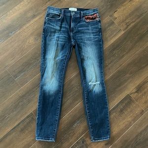 Anthropologie Current/Elliot plaid detail jeans, size 28
